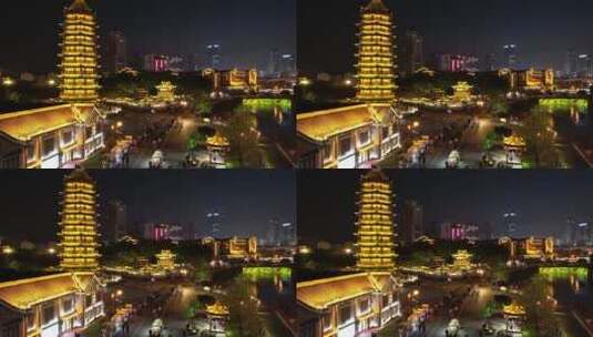 淮安里运河景区夜景高清在线视频素材下载