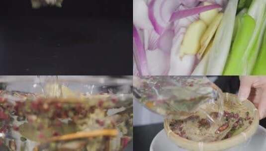 油泼辣子 香料熬制家常美食制作4k高清在线视频素材下载