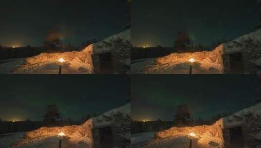雪地里的营火高清在线视频素材下载