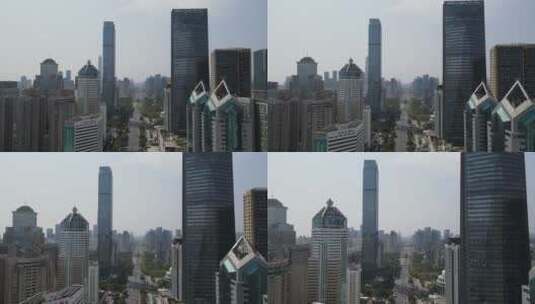 城市航拍深圳城市大道两旁商务CBD建筑高清在线视频素材下载