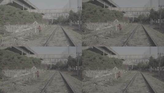 废弃的火车轨道高清在线视频素材下载