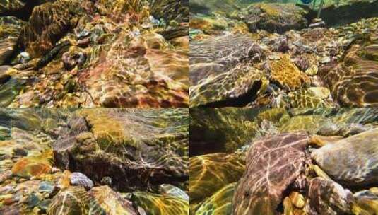 色彩斑澜的清远笔架山蝴蝶谷溪谷水底光影高清在线视频素材下载