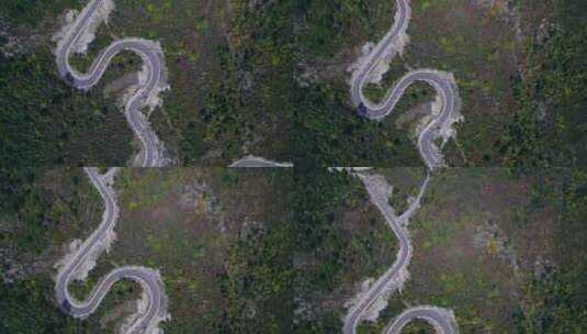 甘南达宗湖曲折盘山公路风光航拍高清在线视频素材下载