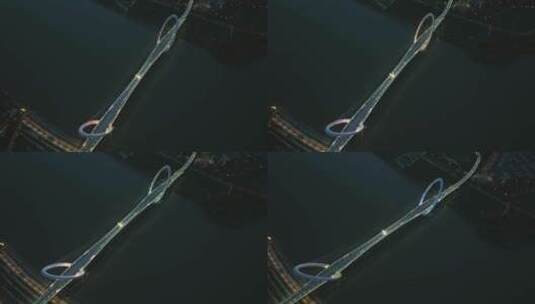 航拍夜幕下的南京双子塔和南京眼高清在线视频素材下载