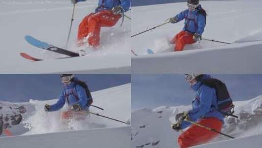 滑雪运动员极限运动高山滑雪高清在线视频素材下载