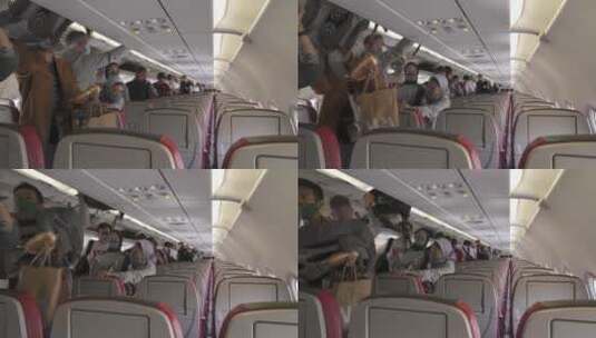 旅客拿行李下飞机镜头高清在线视频素材下载