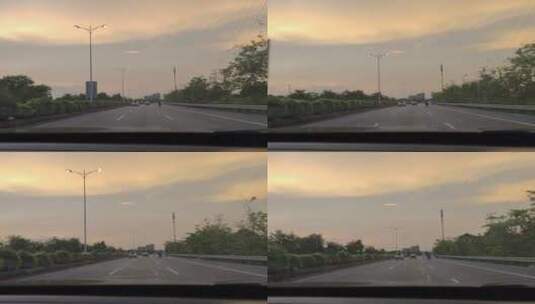 夕阳下的城市交通高清在线视频素材下载