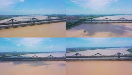 杭州钱塘江彭埠大桥航拍延时合集高清在线视频素材下载