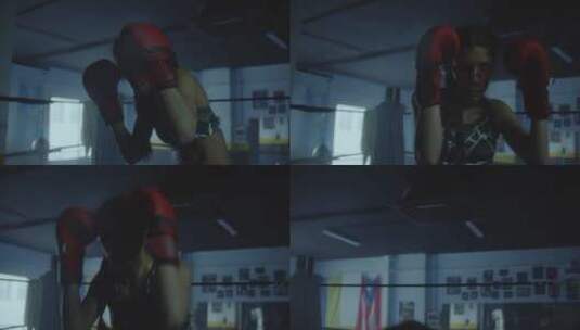 女拳击手在训练高清在线视频素材下载