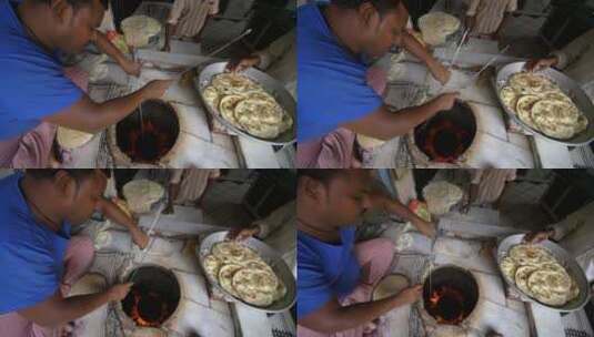烹饪印度街头美食的男人高清在线视频素材下载