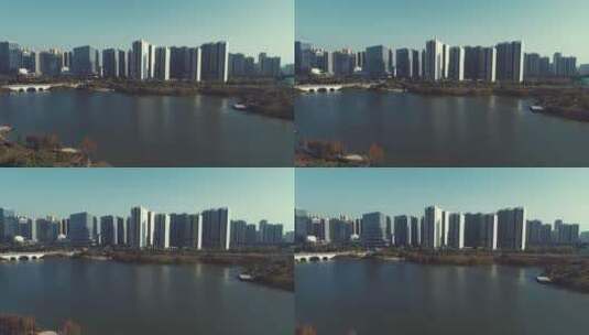 广州中新知识城凤凰湖航拍6高清在线视频素材下载