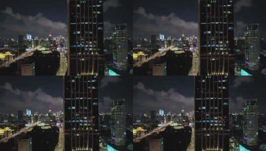 上海繁荣商业圈建筑群夜景高清在线视频素材下载