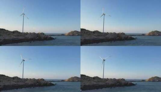 海岸风车唯美海边风车海上风力发电机潮汐能高清在线视频素材下载