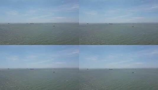 大海渔船出海捕鱼4K航拍高清在线视频素材下载