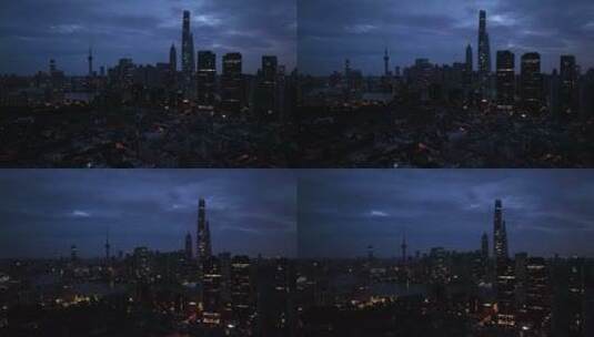 上海城市高架城市天际线夜景航拍高清在线视频素材下载