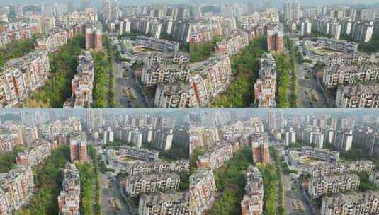 重庆北碚新城区卢作孚路建筑航拍风景高清在线视频素材下载