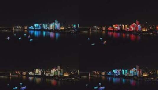 杭州钱江新城国庆灯光秀航拍高清在线视频素材下载