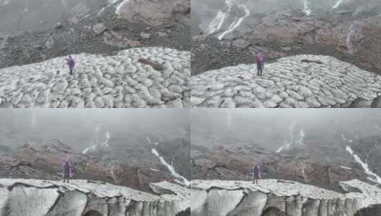 雨崩冰湖冰盖高清在线视频素材下载