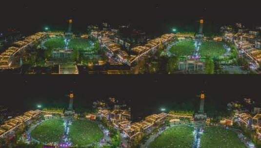 航拍湖南衡阳南岳万寿广场夜景延时摄影高清在线视频素材下载