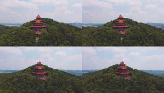 武汉东湖磨山楚天台航拍高清在线视频素材下载