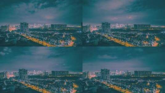 义乌江东城市建筑交通车流夜景6K延时摄影高清在线视频素材下载