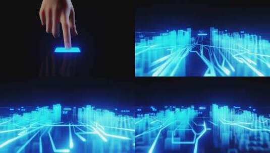 科技互联网人工智能未来城市智能交互素材高清在线视频素材下载