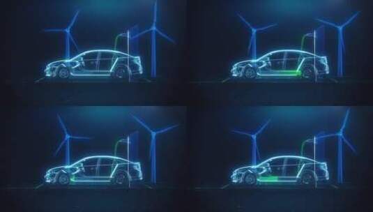 科技感新能源绿色环保电车充电动画高清在线视频素材下载