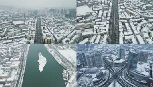 合集城市冬天交通雪景4K航拍高清在线视频素材下载