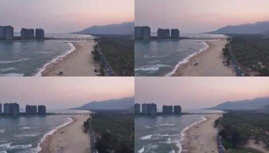夕阳下的海岸线高清在线视频素材下载