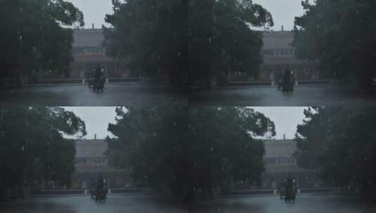 泉州开元寺桑莲法界雨景下雨天高清在线视频素材下载