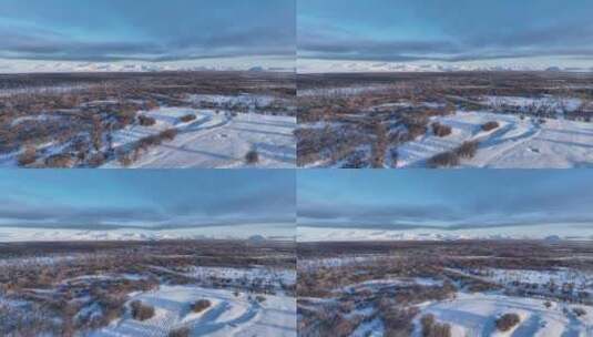 航拍内蒙古根河湿地雪景高清在线视频素材下载