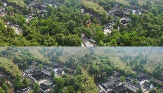 浙江湖州安吉灵峰寺初夏航拍高清在线视频素材下载