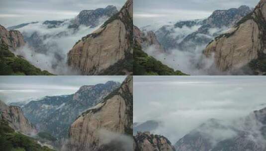 华山北峰索道雨雾高清在线视频素材下载