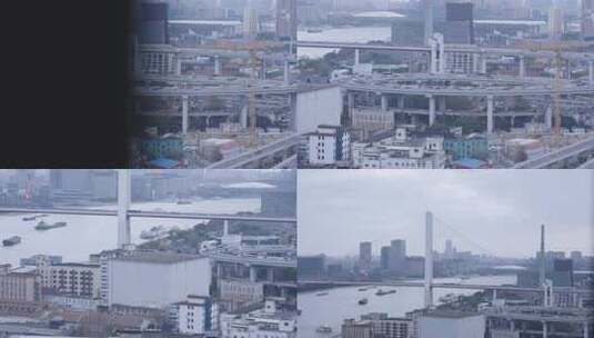 上海外滩俯拍车流 城市车流  立交桥车流高清在线视频素材下载