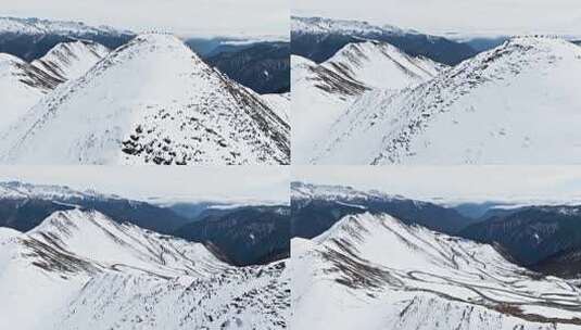 美丽自然风光川西雪山夹金山航拍群山风景高清在线视频素材下载