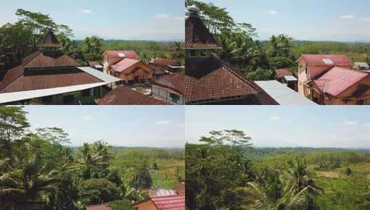 印度尼西亚Java农业村温杜萨里的小清真寺，鸟瞰图高清在线视频素材下载