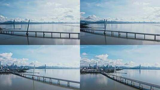 深圳湾跨海大桥航拍高清在线视频素材下载