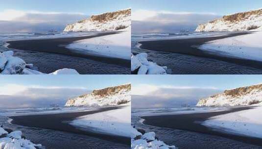 海洋和黑色沙滩高清在线视频素材下载