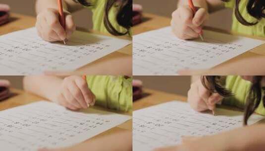 小孩做数学题考试写字高清在线视频素材下载