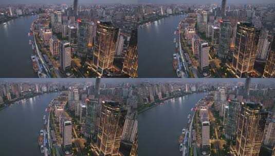 4K上海外滩夜景城市航拍高清在线视频素材下载