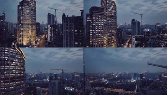 上海浦西南京西路夜景航拍高清在线视频素材下载