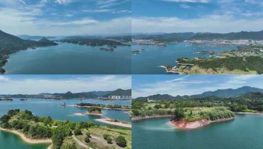 航拍杭州千岛湖青山绿水岛屿美景旅游4K高清在线视频素材下载