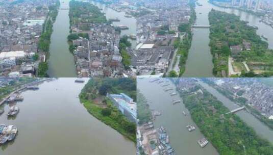 阳江市老城区运河两岸03高清在线视频素材下载