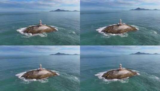 东山岛海边灯塔航拍高清在线视频素材下载
