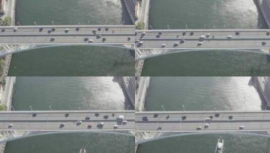 航拍大桥及桥上交通高清在线视频素材下载