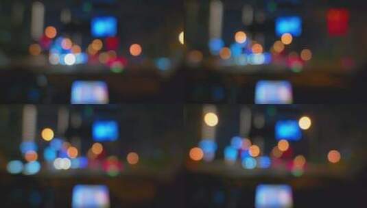 夜间开车行驶在城市道路视角高清在线视频素材下载