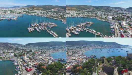 爱琴海土耳其安纳托利亚旅游区的博德鲁姆码头高清在线视频素材下载