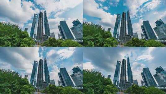 中国上海浦东新区陆家嘴金融区蓝天白云延时高清在线视频素材下载