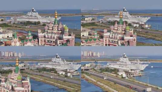 城堡划过航母高清在线视频素材下载