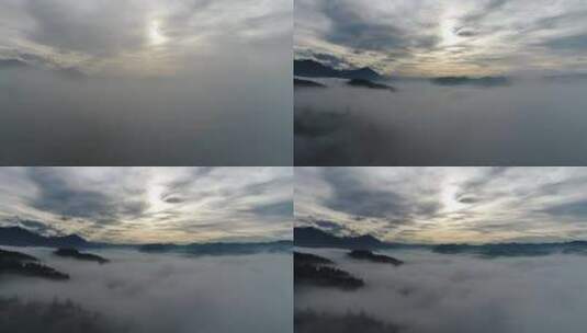 瑞士恩特尔布赫日落时透过云层鸟瞰瑞士阿尔卑斯山高清在线视频素材下载
